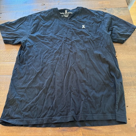 Psycho Bunny Men's Black Pima Cotton VNeck Tee - Picture 1 of 4